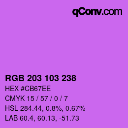 Color code: RGB 203 103 238 | qconv.com