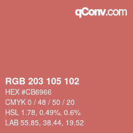 颜色代码: RGB 203 105 102 | qconv.com