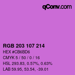 カラーコード: RGB 203 107 214 | qconv.com