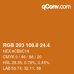 カラーコード: RGB 203 108.8 24.4 | qconv.com