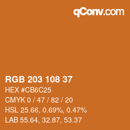 Color code: RGB 203 108 37 | qconv.com