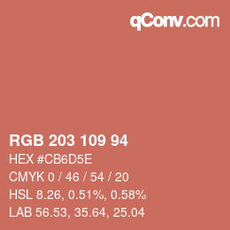 Color code: RGB 203 109 94 | qconv.com