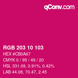 Color code: RGB 203 10 103 | qconv.com