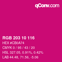 Color code: RGB 203 10 116 | qconv.com