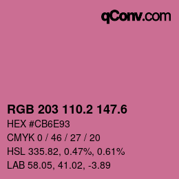 カラーコード: RGB 203 110.2 147.6 | qconv.com