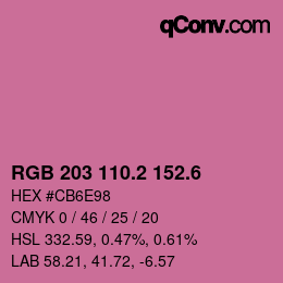 カラーコード: RGB 203 110.2 152.6 | qconv.com