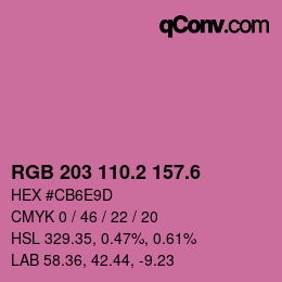 カラーコード: RGB 203 110.2 157.6 | qconv.com