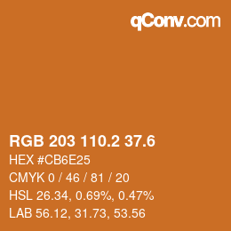 カラーコード: RGB 203 110.2 37.6 | qconv.com