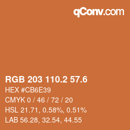 カラーコード: RGB 203 110.2 57.6 | qconv.com