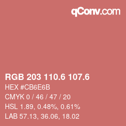 カラーコード: RGB 203 110.6 107.6 | qconv.com