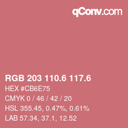 カラーコード: RGB 203 110.6 117.6 | qconv.com