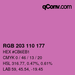カラーコード: RGB 203 110 177 | qconv.com