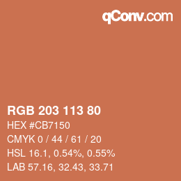 Color code: RGB 203 113 80 | qconv.com