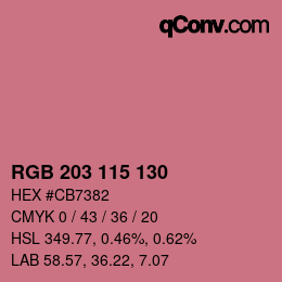 Código de color: RGB 203 115 130 | qconv.com