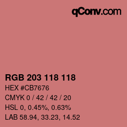 Farbcode: RGB 203 118 118 | qconv.com