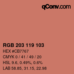 カラーコード: RGB 203 119 103 | qconv.com
