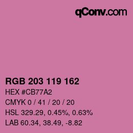 カラーコード: RGB 203 119 162 | qconv.com