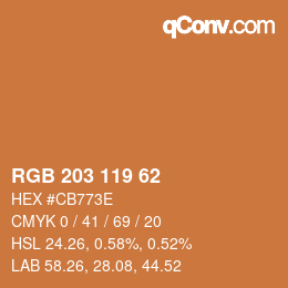颜色代码: RGB 203 119 62 | qconv.com