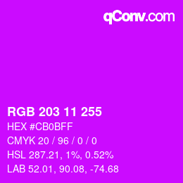 Color code: RGB 203 11 255 | qconv.com