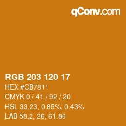 Farbcode: RGB 203 120 17 | qconv.com