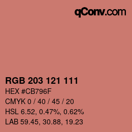 Color code: RGB 203 121 111 | qconv.com