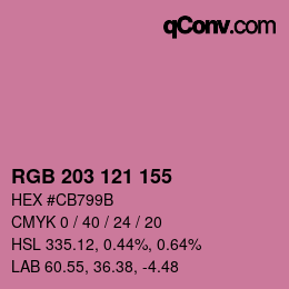 Color code: RGB 203 121 155 | qconv.com