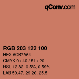 Color code: RGB 203 122 100 | qconv.com