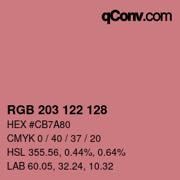 Color code: RGB 203 122 128 | qconv.com