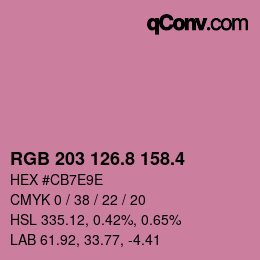 カラーコード: RGB 203 126.8 158.4 | qconv.com