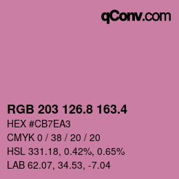 カラーコード: RGB 203 126.8 163.4 | qconv.com