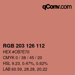カラーコード: RGB 203 126 112 | qconv.com
