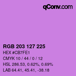 颜色代码: RGB 203 127 225 | qconv.com