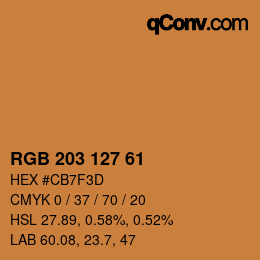 Color code: RGB 203 127 61 | qconv.com