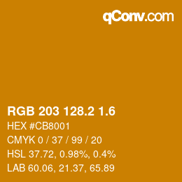 カラーコード: RGB 203 128.2 1.6 | qconv.com