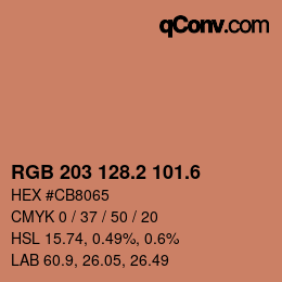 カラーコード: RGB 203 128.2 101.6 | qconv.com