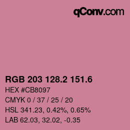 カラーコード: RGB 203 128.2 151.6 | qconv.com