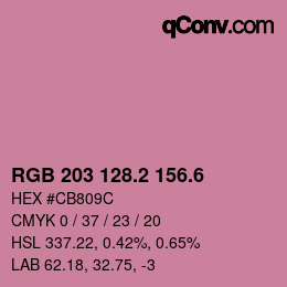 カラーコード: RGB 203 128.2 156.6 | qconv.com