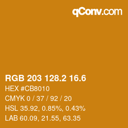 カラーコード: RGB 203 128.2 16.6 | qconv.com