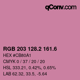 カラーコード: RGB 203 128.2 161.6 | qconv.com