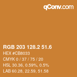 カラーコード: RGB 203 128.2 51.6 | qconv.com