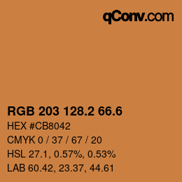 カラーコード: RGB 203 128.2 66.6 | qconv.com