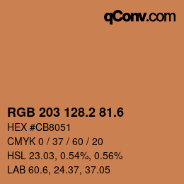 カラーコード: RGB 203 128.2 81.6 | qconv.com