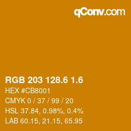 カラーコード: RGB 203 128.6 1.6 | qconv.com