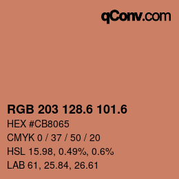 カラーコード: RGB 203 128.6 101.6 | qconv.com