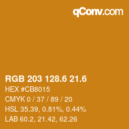 カラーコード: RGB 203 128.6 21.6 | qconv.com