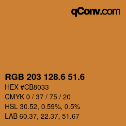 カラーコード: RGB 203 128.6 51.6 | qconv.com