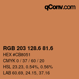 カラーコード: RGB 203 128.6 81.6 | qconv.com