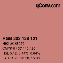 Color code: RGB 203 128 121 | qconv.com