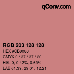 Color code: RGB 203 128 128 | qconv.com