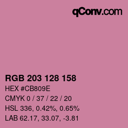 颜色代码: RGB 203 128 158 | qconv.com